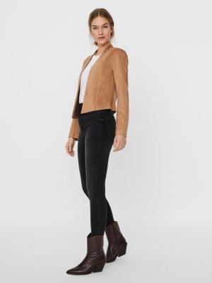 VMRAY L-S FAUX SUEDE BLAZER TL Tobacco Brown