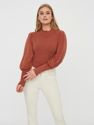 VMKARISPUFF LS HIGHNECK BLOUSE Chutney