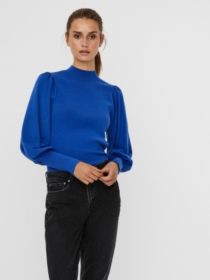 VMKARISPUFF LS HIGHNECK BLOUSE Dazzling Blue