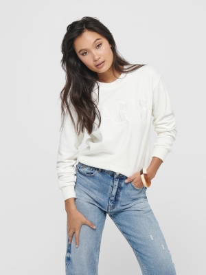 JDYPARIS LIFE L-S SWEAT JRS R Cloud Dancer/PA