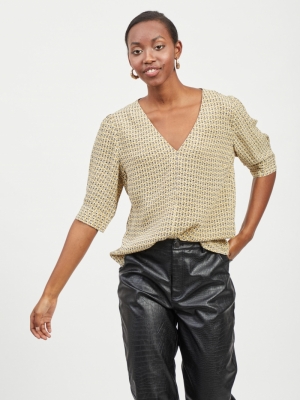 VIEMORA V-NECK 2-4 TOP Black/AOP