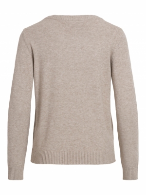 VIRIL O-NECK L-S KNIT TOP - N Natural Melange