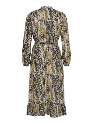 VIJEMO L-S MIDI DRESS-SU-PB Birch/W. KALLIA