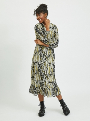 VIJEMO L-S MIDI DRESS-SU-PB Birch/W. KALLIA