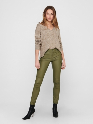 JDYGITTA LIFE L-S V-NECK PULLO Lead Gray/MELAN