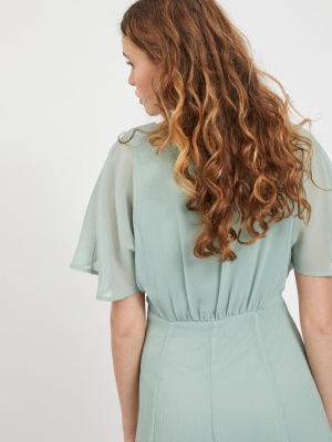 VIRILLA V-NECK 2-4 ANKLE DRESS Jadeite