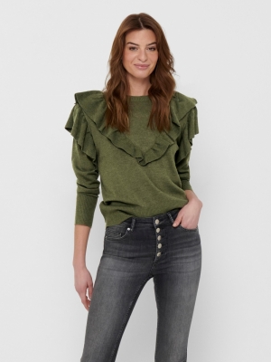JDYANRY L-S FRILL PULLOVER KNT Kalamata