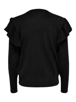 JDYANRY L-S FRILL PULLOVER KNT Black