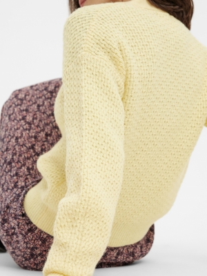 PCKAMILLIA LS KNIT CARDIGAN D2 Pale Banana