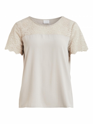 VILOVIE S-S LACE TOP-SU - FAV Dove