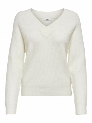 JDYSANDY L-S V-NECK PULLOVER K Cloud Dancer