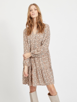 VIMINNIE L-S DRESS -RX Birch/FLOWER