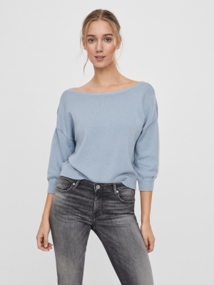 VMAYLA 3-4 SHORT V-BACK BLOUSE Blue Fog