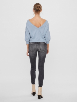 VMAYLA 3-4 SHORT V-BACK BLOUSE Blue Fog