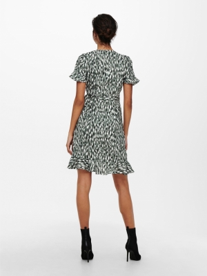 ONLOLIVIA S-S WRAP DRESS WVN N Balsam Green/W.
