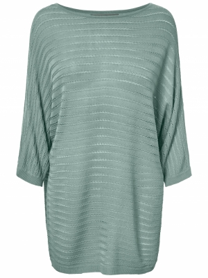 VMYOYO 3-4 BOATNECK LONG BLOUS Jadeite