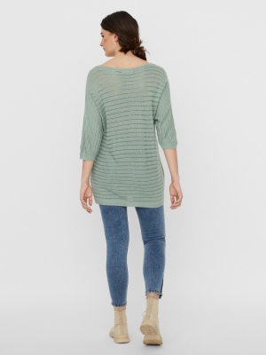 VMYOYO 3-4 BOATNECK LONG BLOUS Jadeite