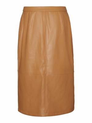VMSOLANAN HW COATED CALF SKIRT Tobacco Brown