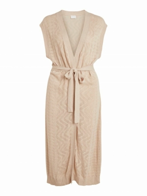 VILESLY LONG KNIT VEST Natural Melange