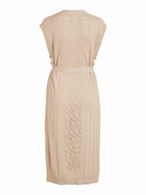 VILESLY LONG KNIT VEST Natural Melange