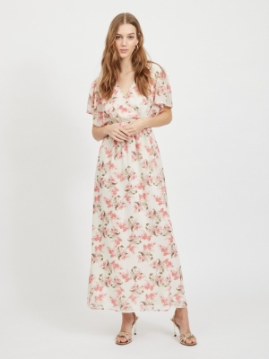VIKATHRYN S-S ANKLE DRESS-DC Cloud Dancer/FL