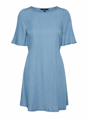 VMVIVIANA 2-4 SHORT DRESS GA Light Blue Deni