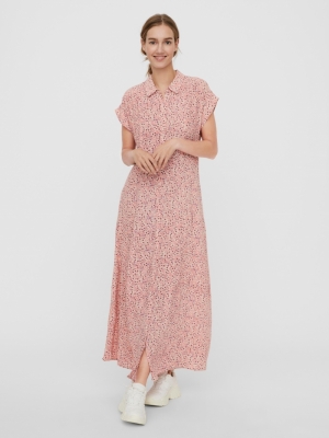 VMHOLLO S-L ANCLE SHIRT DRESS Shocking Pink/H