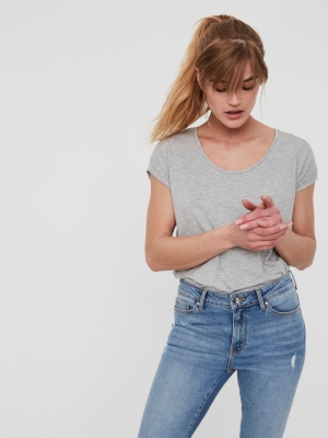 VMCINA SS U-NECK VMA Light Grey Mela