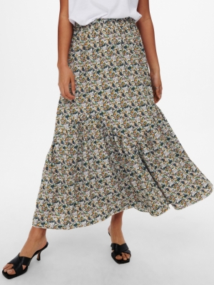 JDYMAGGIE MIA LONG HW SKIRT WV Black/MULTI FLO