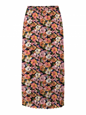 ONLALMA LIFE POLY PLISSE SKIRT Black/SUNSHINE