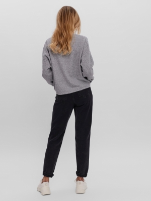 VMDOFFY LS V-NECK BLOUSE GA BO Light Grey Mela
