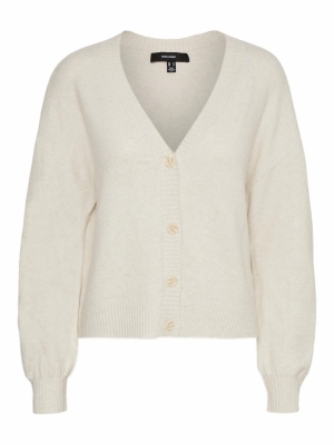VMDOFFY LS V-NECK BUTTON CARDI Birch/MELANGE
