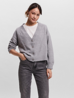 VMDOFFY LS V-NECK BUTTON CARDI Light Grey Mela