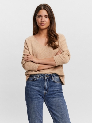 VMDOFFY LS V-NECK BLOUSE GA BO Tobacco Brown/M