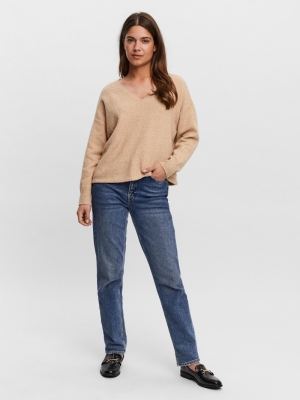 VMDOFFY LS V-NECK BLOUSE GA BO Tobacco Brown/M