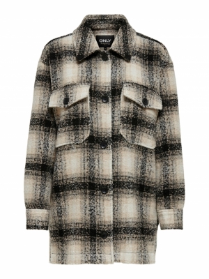 ONLALLISON CHECK SHACKET OTW N Pumice Stone/BL