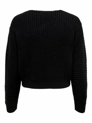 JDYJUSTY L-S SHORT PULLOVER KN Black