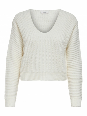 JDYJUSTY L-S SHORT PULLOVER KN Cloud Dancer