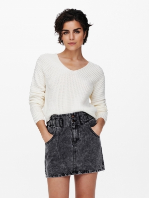 JDYJUSTY L-S SHORT PULLOVER KN Cloud Dancer