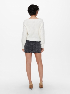 JDYJUSTY L-S SHORT PULLOVER KN Cloud Dancer