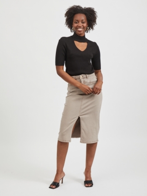 VISLIT AMY HW MIDI DENIM SKIRT Fungi