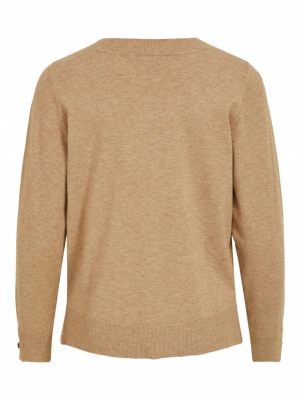 VICOMFY V-NECK L-S KNIT TOP-PB Tigers Eye/MELA