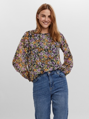VMLEI L-S O-NECK TOP SB6 GA Black/KOI LEI