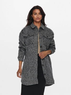 ONLSTORMY L-S LONG CHECK SHACK Glacier Gray
