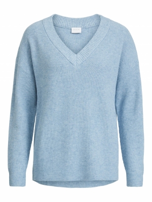 VIRIL OVERSIZE RIB V-NECK KNIT Captains Blue/M