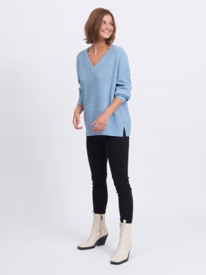 VIRIL OVERSIZE RIB V-NECK KNIT Captains Blue/M