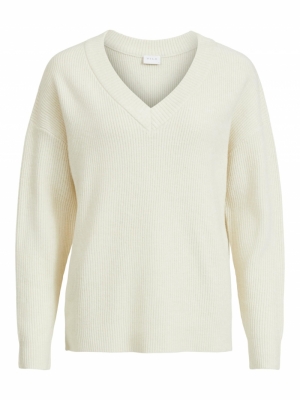 VIRIL OVERSIZE RIB V-NECK KNIT Birch/MELANGE