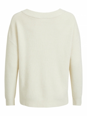 VIRIL OVERSIZE RIB V-NECK KNIT Birch/MELANGE