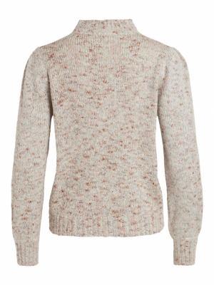 VIMARL CREW NECK L-S KNIT TOP- Super Light Gre
