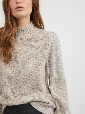 VIMARL CREW NECK L-S KNIT TOP- Super Light Gre